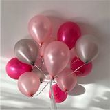 Fuşya - Pembe - Gümüş Karışık Metalik Balon 100 Adet + 5 mt Balon Zinciri