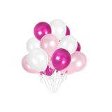 Fuşya Pembe - Rose Gold - Metalik Beyaz Karışık Metalik Balon 10 Adet