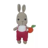 Fuşya Pembesi Tulumlu Havuçlu Bal Yanak Tavşan Amigurumi Organik Oyuncak