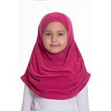 Fuşya Pratik Hazır Geçmeli Çocuk Tesettür Bone Sandy Kumaş Kendinden Boneli 78_20