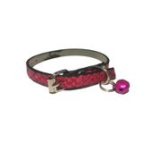 Fuşya Rengi Anakonda Desen Derili 1 Cm Metal Kilit Tokalı Zilli Kedi Tasması