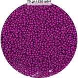 Fuşya Renk 4 Mm Yaklaşık 220 Adet/20 Gram Cam Boncuk Oya Yazma Bileklik Ve Kolye