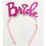 Fuşya Renk Bekarlığa Veda İtalik Yazı Alyanslı Bride Taç Bx40