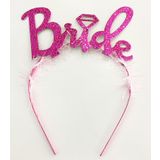 Fuşya Renk Bekarlığa Veda İtalik Yazı Alyanslı Bride Taç