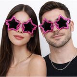 Fuşya Renk Disko Yıldızı Parti Gözlüğü 16X7 Cm