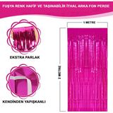 Fuşya Renk Ekstra Lize Parlak Saçaklı Arka Fon Perde Ithal 1x2 Metre