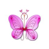 Fuşya Renk Kelebek Kanadı Tacı ve Sopası 50x37 cm (5440)