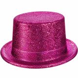 Fuşya Simli Glitter Silindir Parti Şapkası
