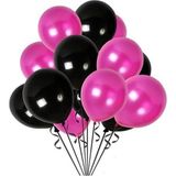 Fuşya - Siyah Karışık Metalik Balon 100 Adet + 5 mt Balon Zinciri