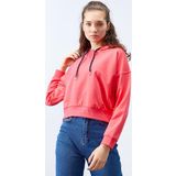 Fuşya Uzun Kol Rahat Form Kapüşonlu Kadın Sweatshirt - 97115
