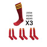 Futbol çorabı 3 çift tozluk çocuk yetişkin (Kırmızı-sarı, 40/45)