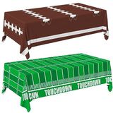 Futbol Partisi Süslemeleri Tek Kullanımlık Masa Örtüsü Plastik Touchdown Masa Örtüsü Doğum Günü Partisi Futbol Parti Oyunları Dekorasyon 140 X 250 cm, 2'li Paket