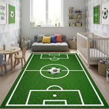 Futbol Sahası Desenli Çocuk Odası Halısı – Kaymaz Tabanlı Yıkanabilir Dijital Baskı Halı Dijital