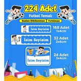 Futbol Temalı Okul Kreş Kişiye Özel Isim Etiket Seti - Model 287