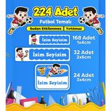 Futbol Temalı Okul Kreş Kişiye Özel Isim Etiket Seti - Model 292