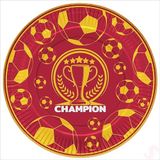 Futbol Temalı Sarı Kırmızı Champion Karton Tabak - 23cm x 8 Adet