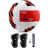 Futbol Topu 3'lü Set Pompa ve Tekmelik Set Sert Zemin Halı Saha Futbol Topu Kırmızı Hibrit No:5
