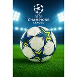 Futbol Topu Şampiyonlar Ligi Yıldız Desenli Dayanıklı Halı Saha Çim Beton Zemine Uygun No:5 - Beyaz