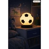 Futbol Topu Şeklinde Çocuk Odası Gece Lambası, Masa Lambası | Sıcak Beyaz Işık, Ahşap Tabanlı, Yatak Odası İçin, Kablolu Güç, Çocuklara Uygun