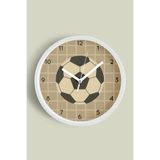 Futbol Topu Tasarımı Modern Duvar Saati - Çocuk Odası Duvar Saati - 25cm - Önü Camlı Beyaz Kasa, JH0982S25BKP