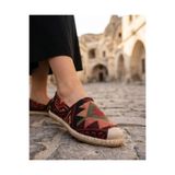 futsi shoes VIOLA Bordo Hakiki Deri Kilim Desenli Kadın Etnik Desen Espadril Ayakkabı