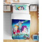 Futurama 3D Dijital Baskılı Tek Kişilik Çocuk Genç Çarşafsız Nevresim Takımı - Renkli - 160 x 220 cm