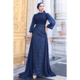 FUVAL MODA Yeni Sezon Şifon Detay Tesettür Abiye - Model Lavanta