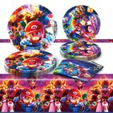 Fuyhiuous Mario Move Parti Malzemeleri 41 Paket, 20 tabak, 20 peçete 1 masa örtüsü Mario Move doğum günü partisi Dekorasyonu için içerir