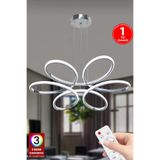 FUZON 3 Renk Kumandalı Krom Gümüş Salon Led Avize Orkide Ledli Avize Büyük Salon Avizesi