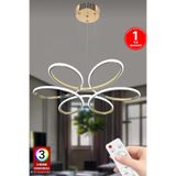 FUZON 3 Renk Kumandalı Rose Gold Salon Led Avize Orkide Ledli Avize Büyük Salon Avizesi