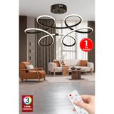 FUZON 3 Renk Kumandalı Siyah Salon Led Avize Orkide Ledli Avize Büyük Salon Avizesi