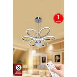 FUZON Orkide Medium 3 Renk Toplu Kumandalı Led Avize Gümüş Salon Avize Salon Avize Oturma Odası Avize