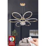 Fuzon Orkide Rose Gold Kaplama Led Avize Büyük Salon Avize 3 Renk Kumandalı Avize Rose Gold