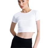 FV Lıcralı Crop Tişört, Kadın, Beyaz, XL Beden