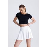 FV Lıcralı Crop Tişört, Kadın, Siyah, XL Beden