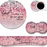FVAENDHIO Klavye Bilek Desteği ve Mouse Pad Bilek Desteği Seti Bardak Altlıkları [4 Parça], Hafıza Köpüğü Bilek Desteği Kaymaz Taban, Ev ve Ofis için Kolay Yazma ve Ağrı Kesici, İncil Ayetleri Mezmur 46:5