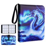 Fweel Deluxe ice dragon Ticaret Kartı Klasörü 900 Yandan Yüklemeli Cepli 9 Cepli Fermuarlı Bağlayıcı, Erkek, Kız ve Kart Meraklıları için İdeal - Koleksiyon Kartı Albümleri, Kılıfları ve Kolları