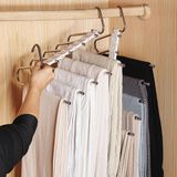 Fxkoolr Sihirli Pantolon Askıları Yerden Tasarruflu - Dolap için 10 Metal Klipsli 2'li Paket 5 Katmanlı Çok Fonksiyonlu Kullanımlar Raf Düzenleyici İki Asma Modu Kot Pantolon için Uygun Eşarplar