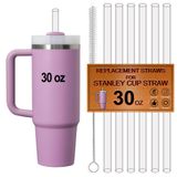 FXTBE Stanley için Yeniden Kullanılabilir Pipetler, Stanley Kupası için Hasır Değiştirme 40oz 40oz 30oz 20oz 14 oz, Stanley 40oz Bardak için Şeffaf Pipet, Temizleme Fırçalı Plastik Pipet, 6 Paket 30 oz