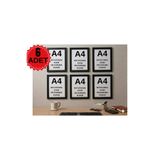 fy design 6 ADET SİYAH A4 BOYUTUNDA 21X29,7 ÇERÇEVE FOTOĞRAF BELGE SERTİFİKA ÇERÇEVESİ DUVARA ASILABİLİR