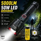 Fy-T288 50W 5000 Lümen Ultra Parlak Şarjlı El Feneri | 1.5 Km Menzilli, Powerbank Özellikli
