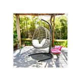 Fyaqa Home Armut Salıncak Tek Kişilik Rattan Örgü Bahçe Balkon Ev Salıncağı Bej 100 X 180