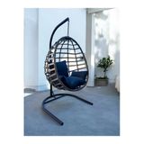 Fyaqa Home Armut Salıncak Tek Kişilik Rattan Örgü Bahçe Balkon Ev Salıncağı Gri 100 X 180