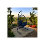 Fyaqa Home Armut Salıncak Tek Kişilik Rattan Örgü Bahçe Balkon Ev Salıncağı Siyah 100 X 180