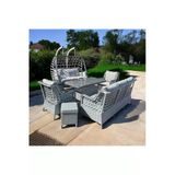 Fyaqa Home (Salıncak Hediyeli)Rattan Bahçe Takımı Oturma Grubu 3'Lü - 7 Kişilik Gri