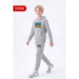 Fyk Kids 3 Iplik Baskılı Kışlık Kanguru Cepli Kapüşonlu Erkek Çocuk Eşofman Takımı - Gri - 14 Yaş