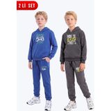 Fyk Kids Erkek Çocuk 2'li Baskılı Kanguru Cepli Kapüşonlu Eşofman Takımı - Çok Renkli - 9 Yaş