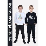 Fyk Kids Erkek Çocuk 2'li Yuvarlak Yaka Uzay-astronot Baskı Detaylı Alt-üst Pijama Takımı Çok Renkli