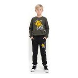 Fyk Kids Erkek Çocuk Yazı Baskılı Yuvarlak Yaka Alt-üst Pijama Takımı Haki Yeşil