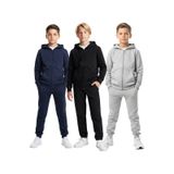 Fyk Kids Fermuarlı Kapüşonlu Kanguru Cepli Düz Baskısız Erkek Çocuk Eşofman Takımı 3'lü - Gri - Siyah - Lacivert